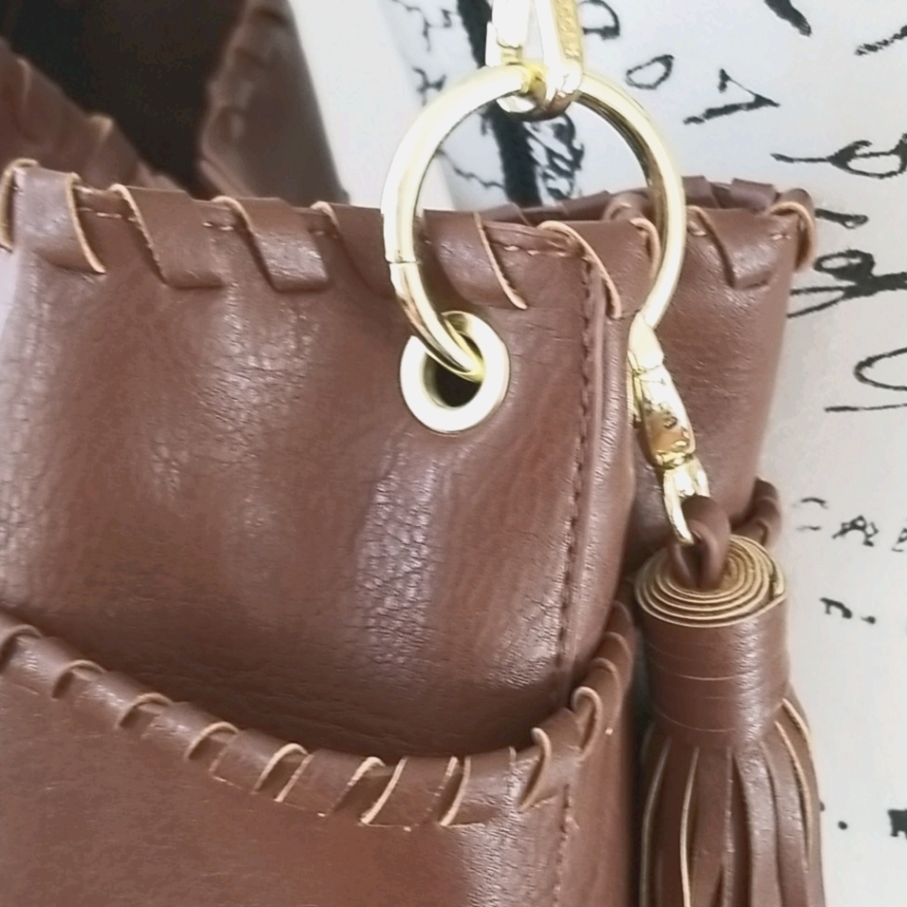 Steve Madden Chesnut Brown FAWN XLarge Satchel Bag - Picture 2 of 14